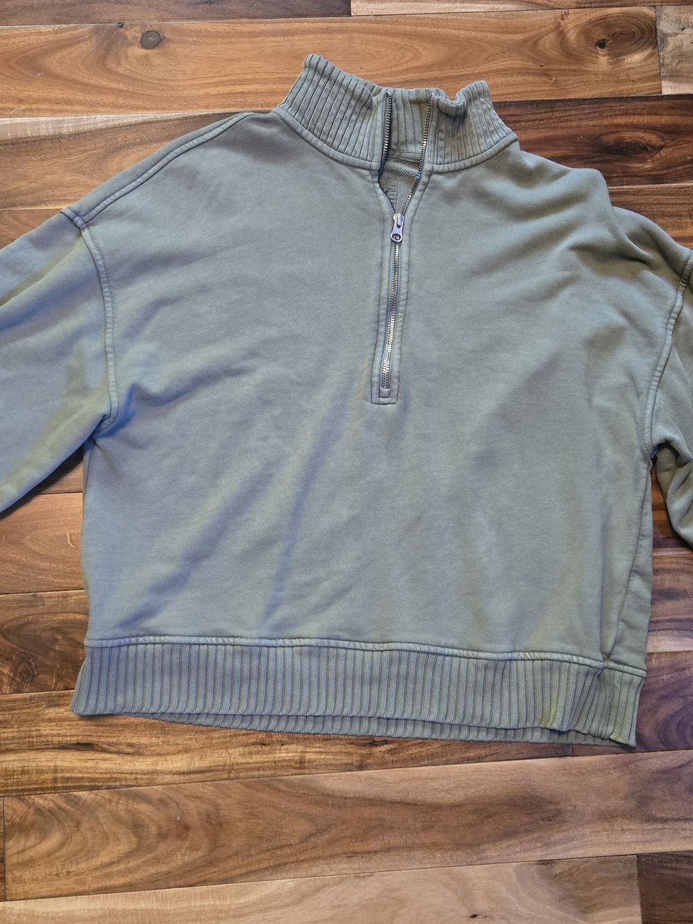 Aerie Olive Green Quarter-Zip Pullover Sweater - Picture 5 of 5